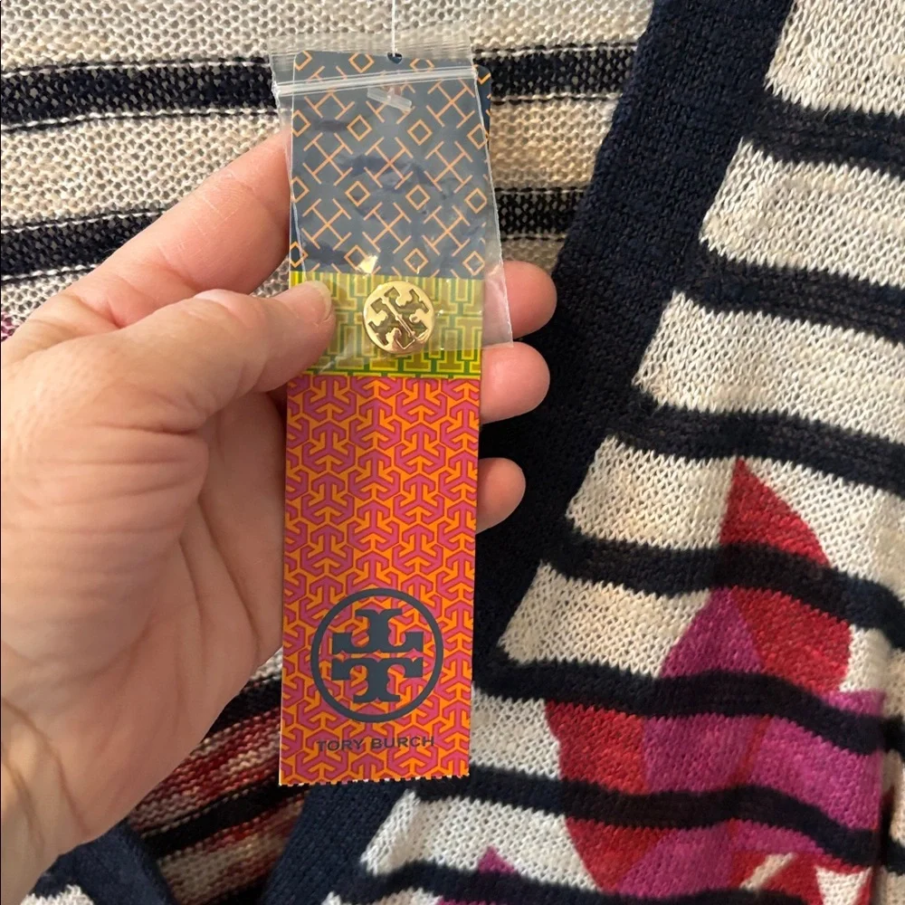 NWT Tory Burch Lorena Linen Blend Cardigan- Size Large - Picture 3 of 7